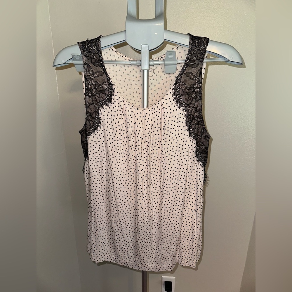 LOFT Nude and Black Lace Sleeveless Top